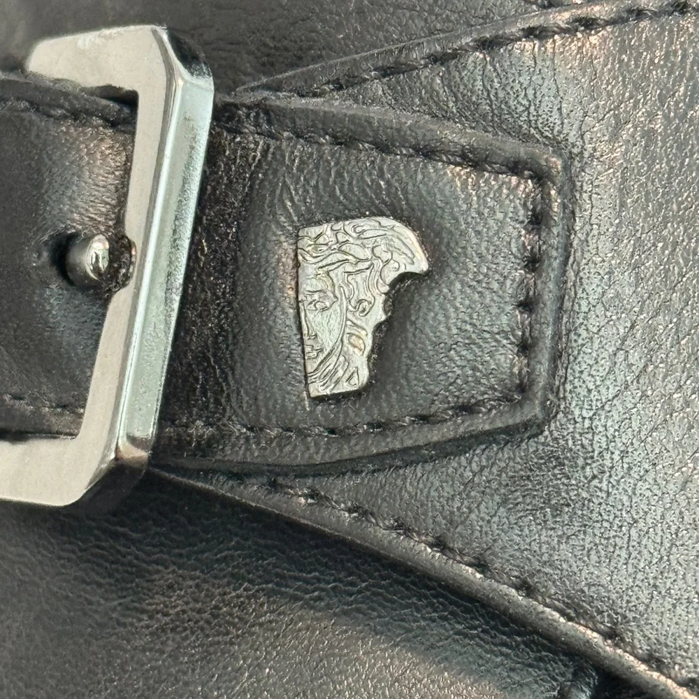 Men's Versace Black Leather Dress Shoes - Picture 6 of 8